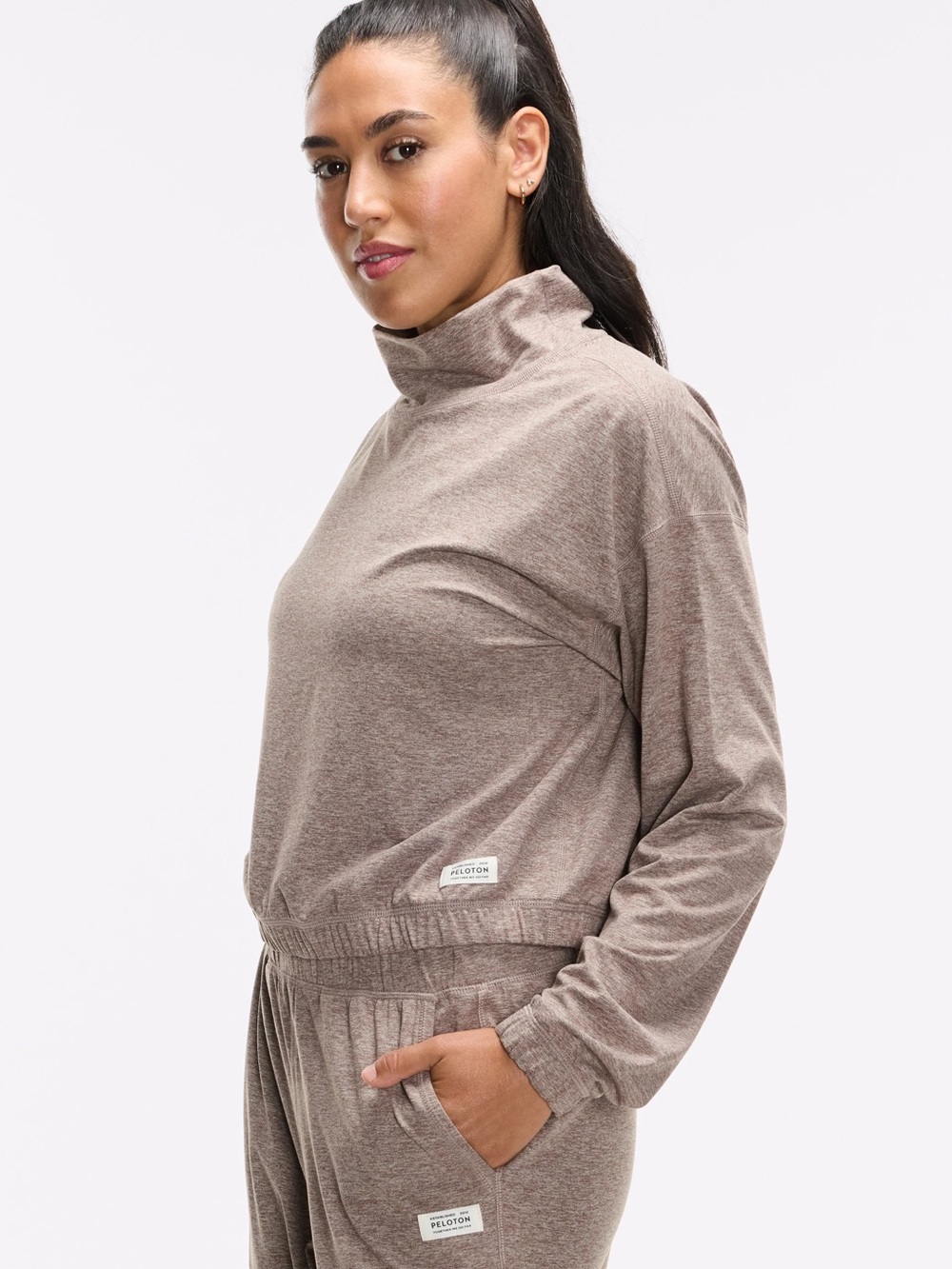 Peloton Brown Heather Long-Sleeve Pullover - Picture 2 of 3